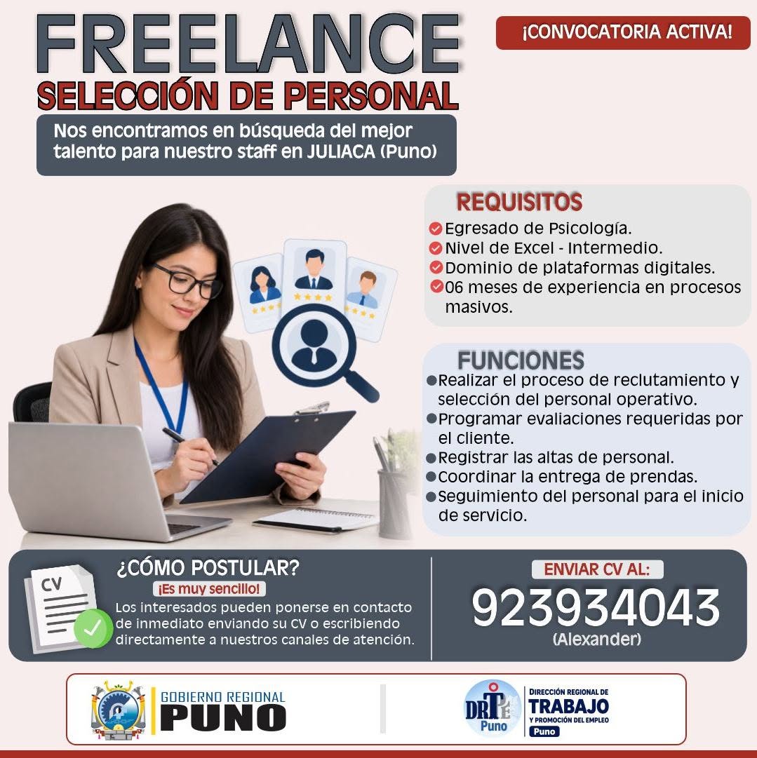 Flyer Freelance de Selección de Personal en Juliaca – Puno