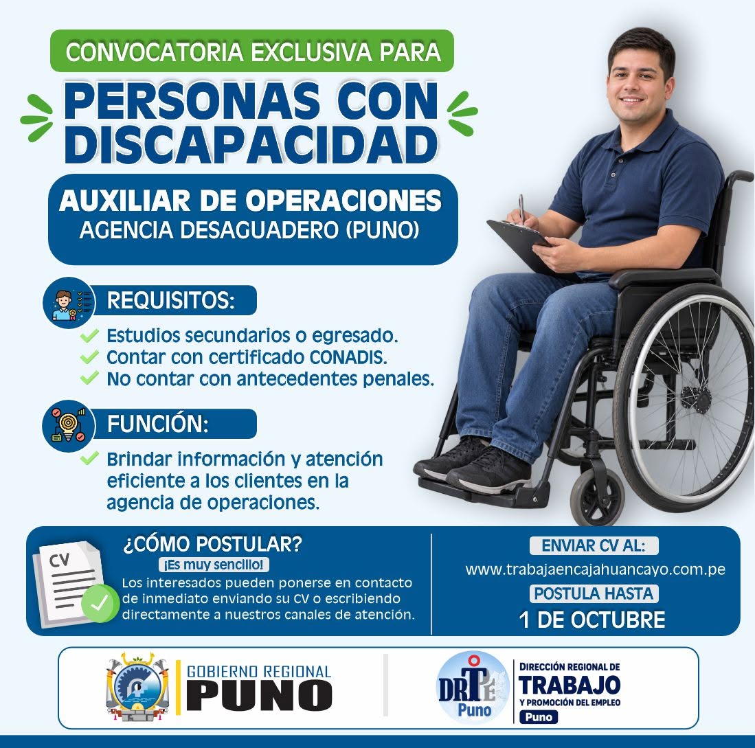 Flyer Auxiliar de Operaciones – Agencia Desaguadero
