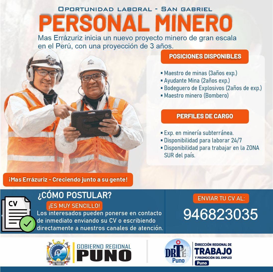 Flyer Maestro de minas, Ayudante de mina, Bodeguero de explosivos, Personal de explosivos, Maestro minero (Bombero)