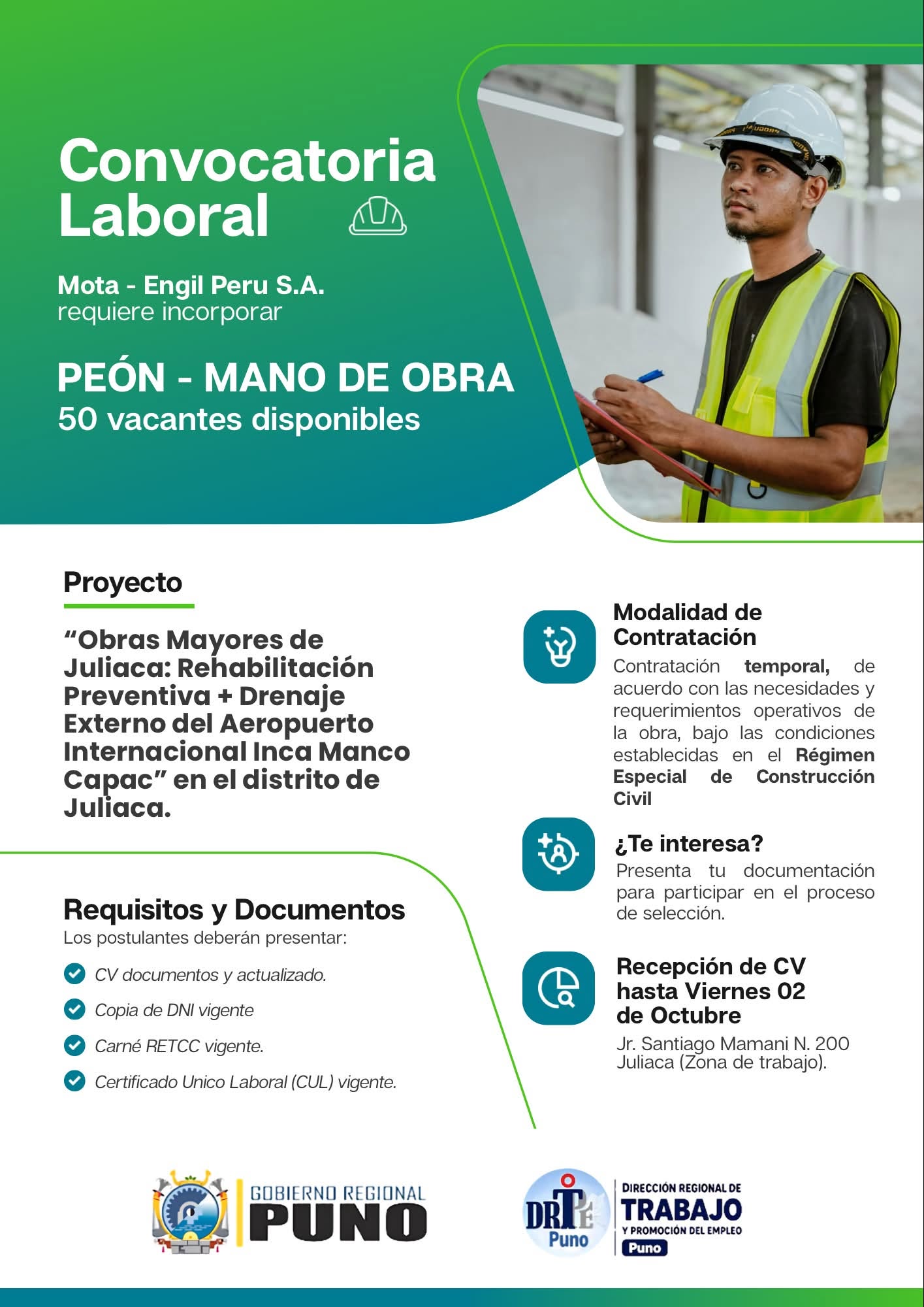 Flyer Peon - Mano de obra