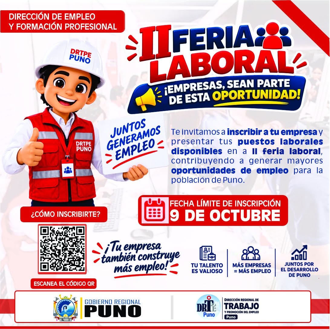 📢 ¡𝗔𝗠𝗣𝗟𝗜𝗔𝗠𝗢𝗦 𝗟𝗔 𝗖𝗢𝗡𝗩𝗢𝗖𝗔𝗧𝗢𝗥𝗜𝗔 𝗣𝗔𝗥𝗔 𝗘𝗠𝗣𝗥𝗘𝗦𝗔𝗦 𝗗𝗘 𝗣𝗨𝗡𝗢❗