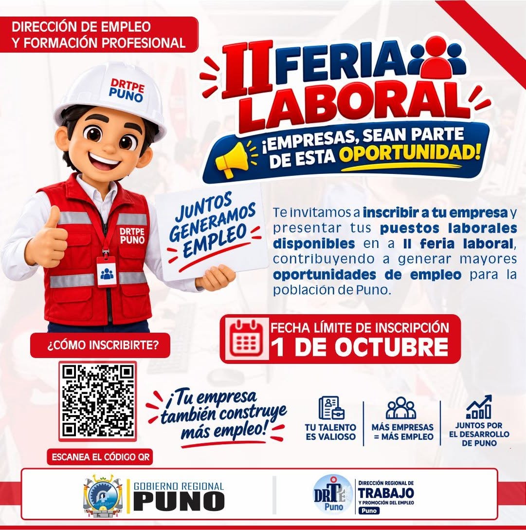 📢 ¡𝐄𝐌𝐏𝐑𝐄𝐒𝐀𝐒 𝐃𝐄 𝐏𝐔𝐍𝐎, 𝐄𝐒𝐓𝐀 𝐎𝐏𝐎𝐑𝐓𝐔𝐍𝐈𝐃𝐀𝐃 𝐄𝐒 𝐏𝐀𝐑𝐀 𝐔𝐒𝐓𝐄𝐃𝐄𝐒❗